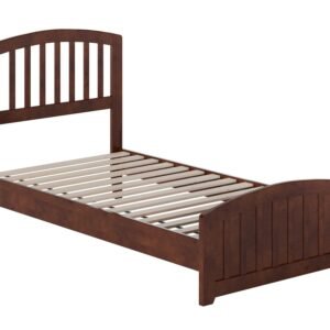 AFI Quincy Twin Solid Wood Low Profile Platform Bed with Matching Footboard, Walnut