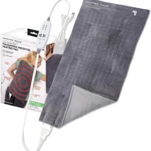 Calming Comfort Heat Massaging Weighted Heating Pad by Sharper Image with Vibration, 12 Settings- 3 Heat, 12” x 24”, 4 lbs