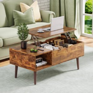 DeeHome Sweetcrispy Lift Top Coffee Storage Wood Tables with Hidden Compartment Small Dining Desk for Home Living Room Office