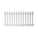 4 ft H × 8 ft W White Vinyl Spaced Picket Fence Panel – Unassembled, Dog-Ear Pickets