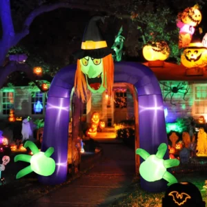 10FT Halloween Inflatable Archway – Light-Up Witch Arch Blow-Up Outdoor Yard Decoration, CS-12040-2.5